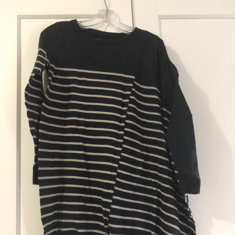 ALL SAINTS SAGO DRESS- GREY / IVORY STRIPE COTTON